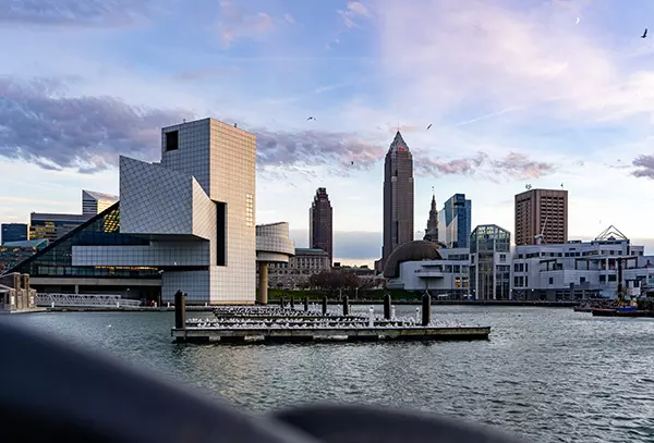 Cleveland, Ohio waterfront. Rock and Roll Hall of Fame