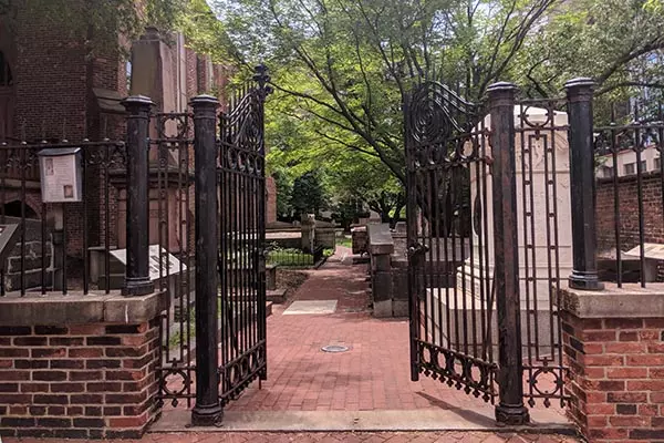 Graveyard gate near Edgar Allen Poe's Grave Baltimore, Maryland