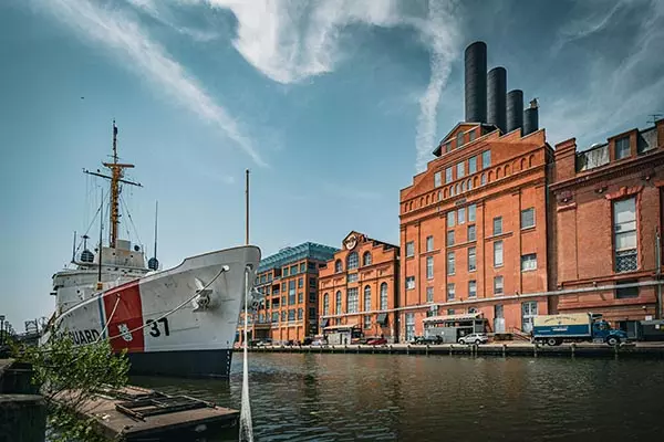 Ship in Baltimore harbor